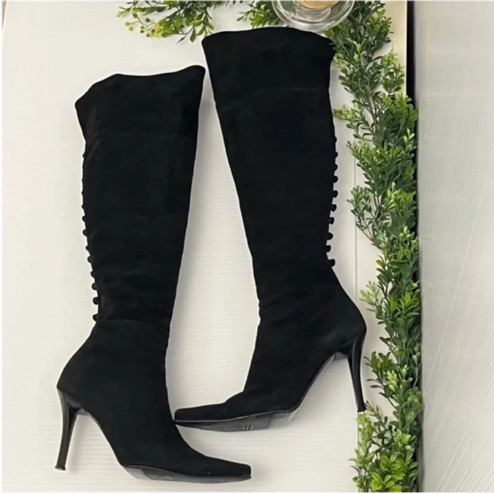 Stuart Weitzman Jet Women's Knee-High Pointed Toe Stiletto Boots - Black Size 7