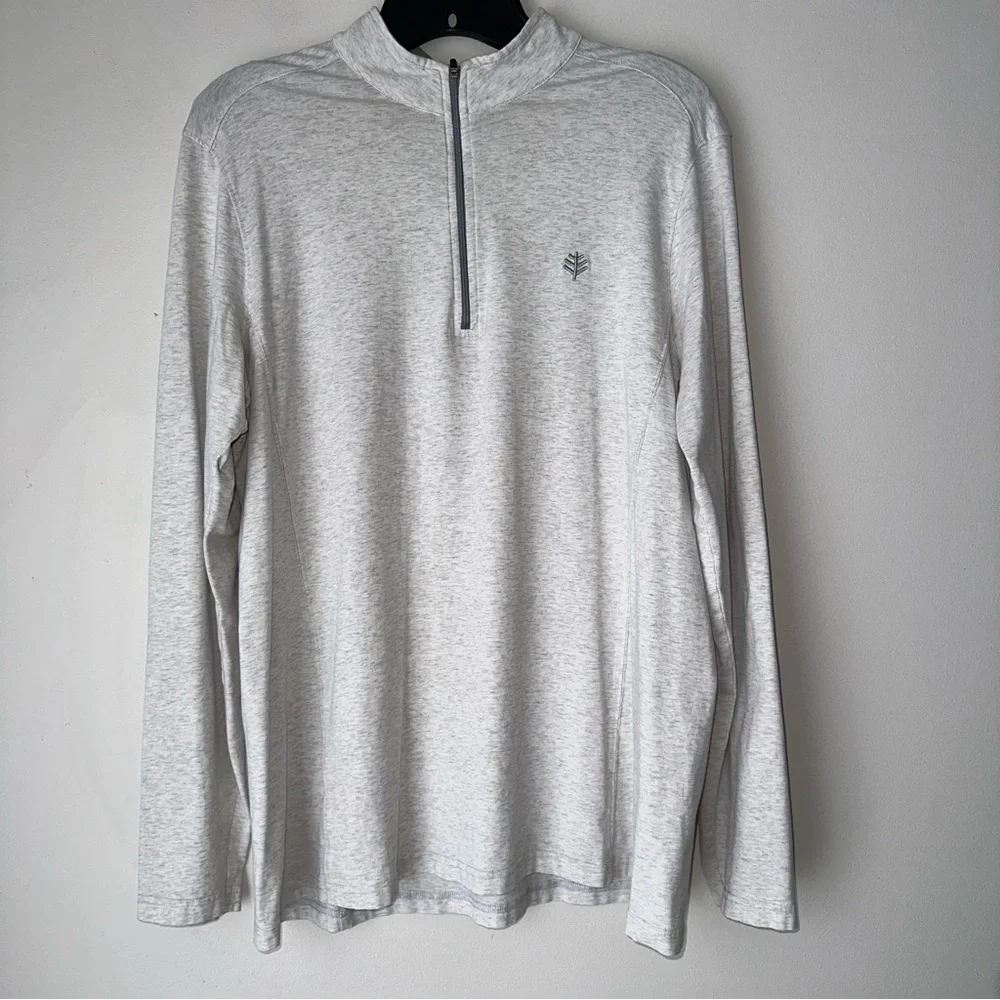Coolibar Pullover Sweatshirt Quarter Zip UPF 50+ Sun Protection Long Sleeve XL
