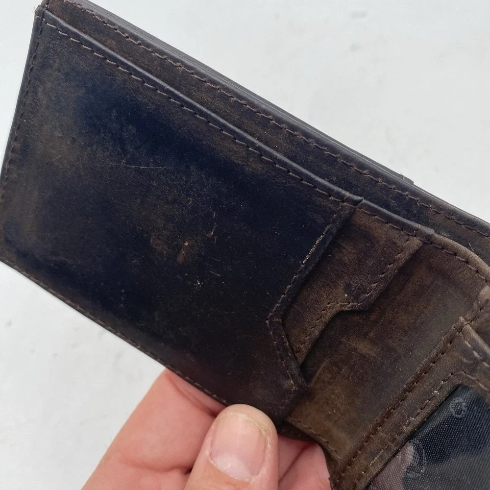 Serman Brands Wallet Dark Brown RFID Blocking Front‎ Back Pocket VGC