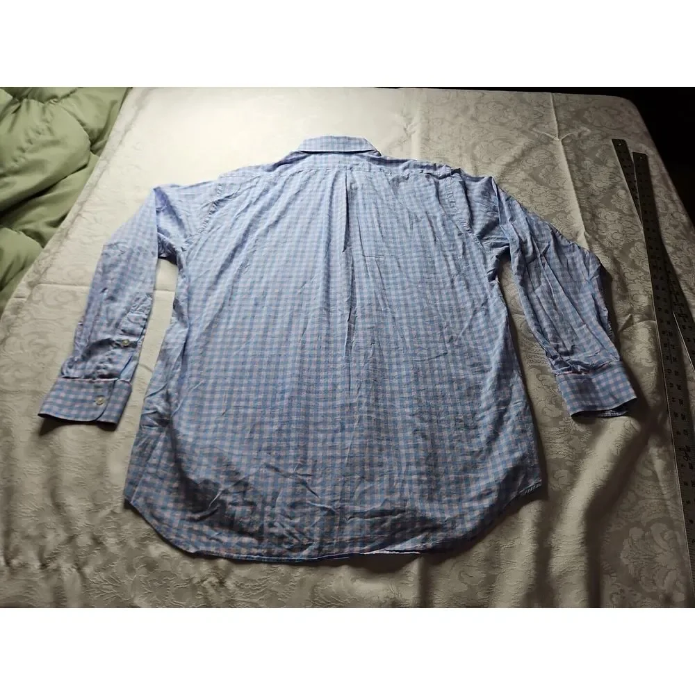 Vineyard Vines PINK BLUE Checked‎ Long Sleeve Cotton SLIM FIT TUCKER Shirt Large