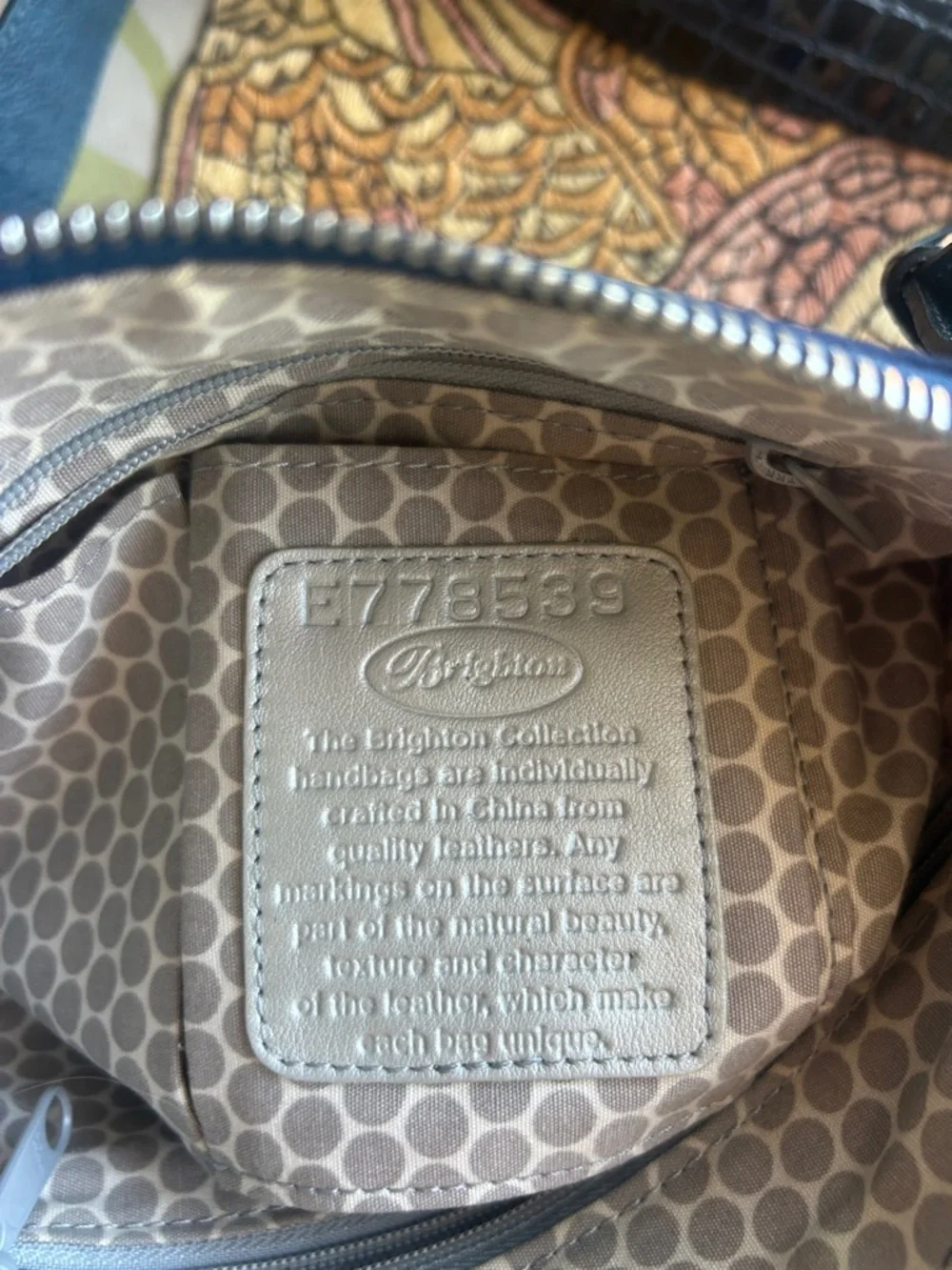 Brighton Navy Nylon Crossbody Bag with Croc Pattern Leather Trim