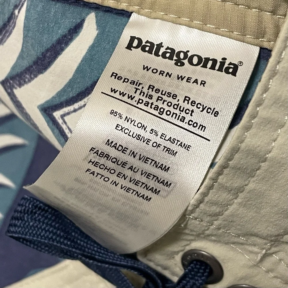 Patagonia Men Swim Trunks Stretch Wavefarer Board Shorts Tree Rings Blue Sz 40
