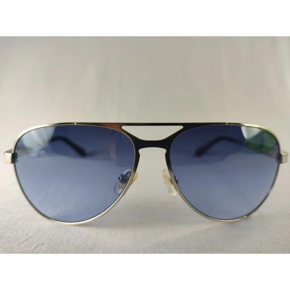 GUESS GU 6812 SI-48F Men's Aviator Sunglasses Silver Blue Tint 62-13-140
