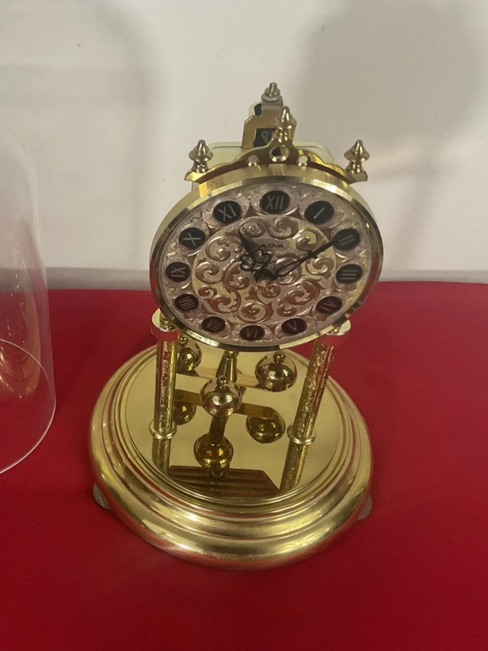1976 Bulova Anniversary-Style Torsion Clock Plastic Dome – For Parts or Decor