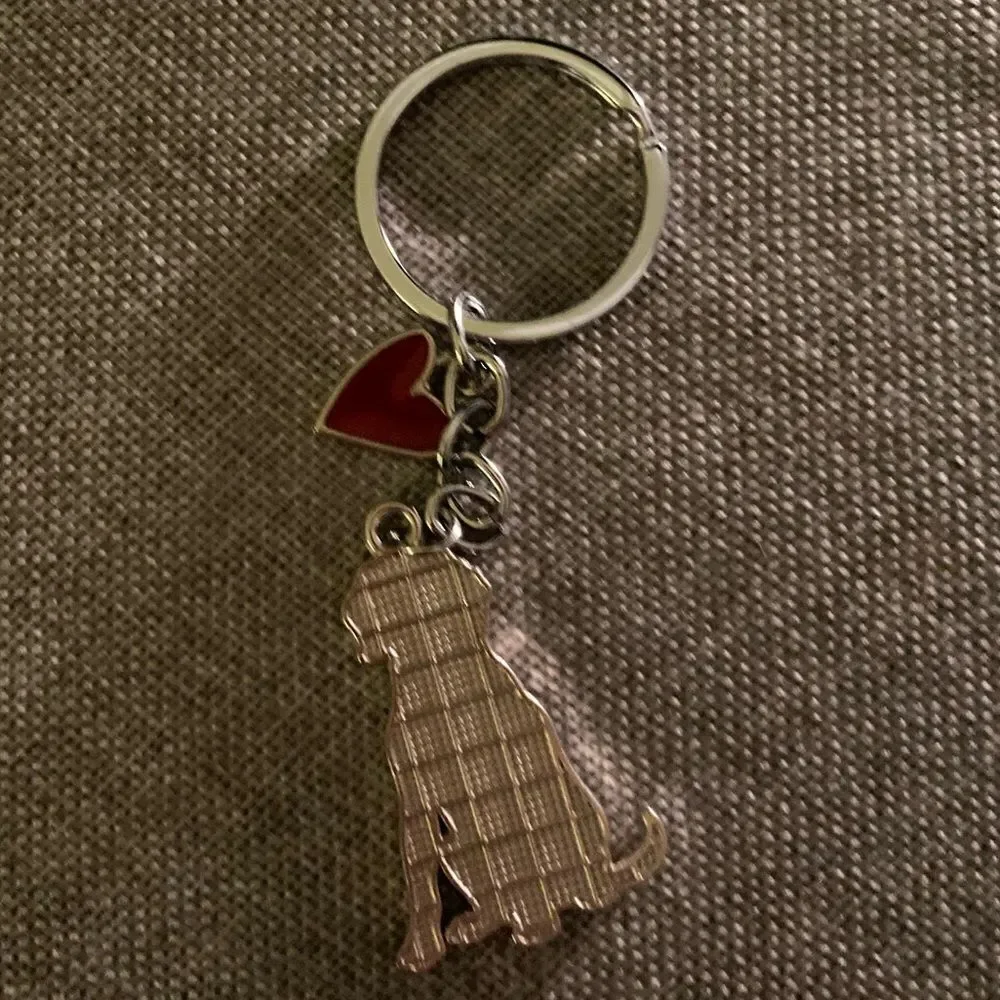 Silver and Red Dog Keychain