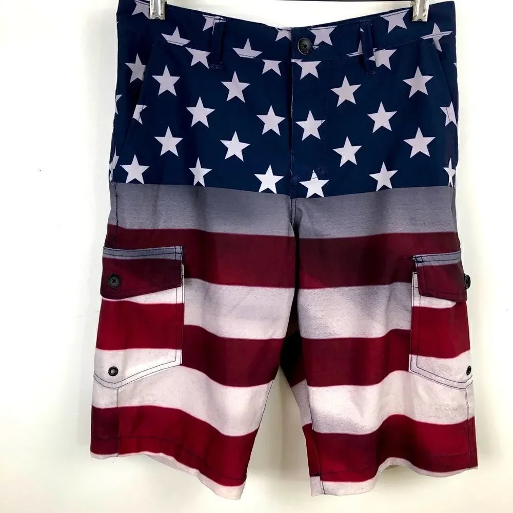 NWOT Size 29 Hawk Patriotic Board Shorts