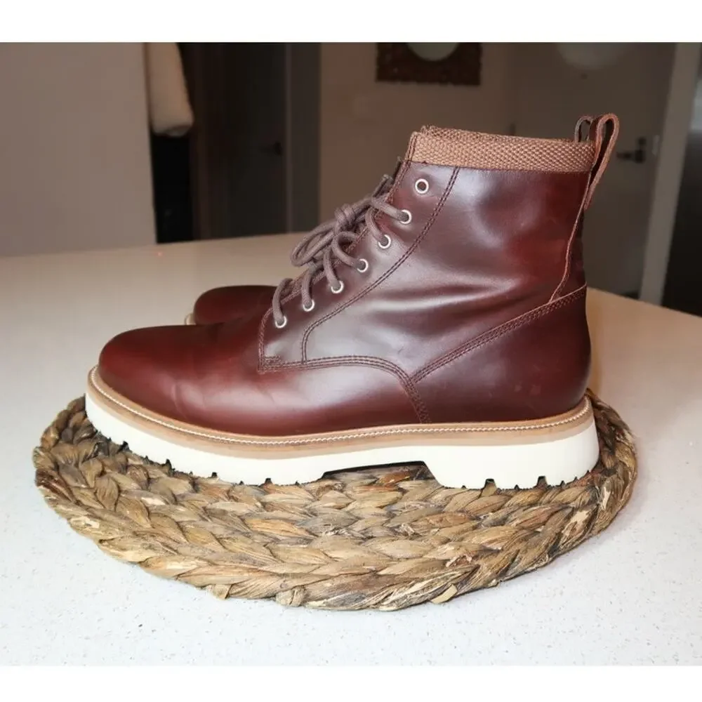COLE HAAN Mens Brown American Classics Round Toe Block Heel Leather Boots 10