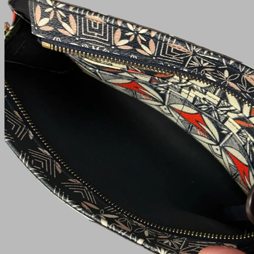 Tory Burch Red and Navy Crossbody Bag with Geometric Design