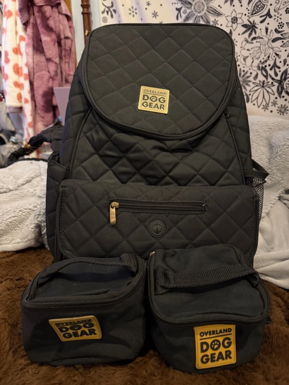 Quilted Black Pet Carrier Backpack