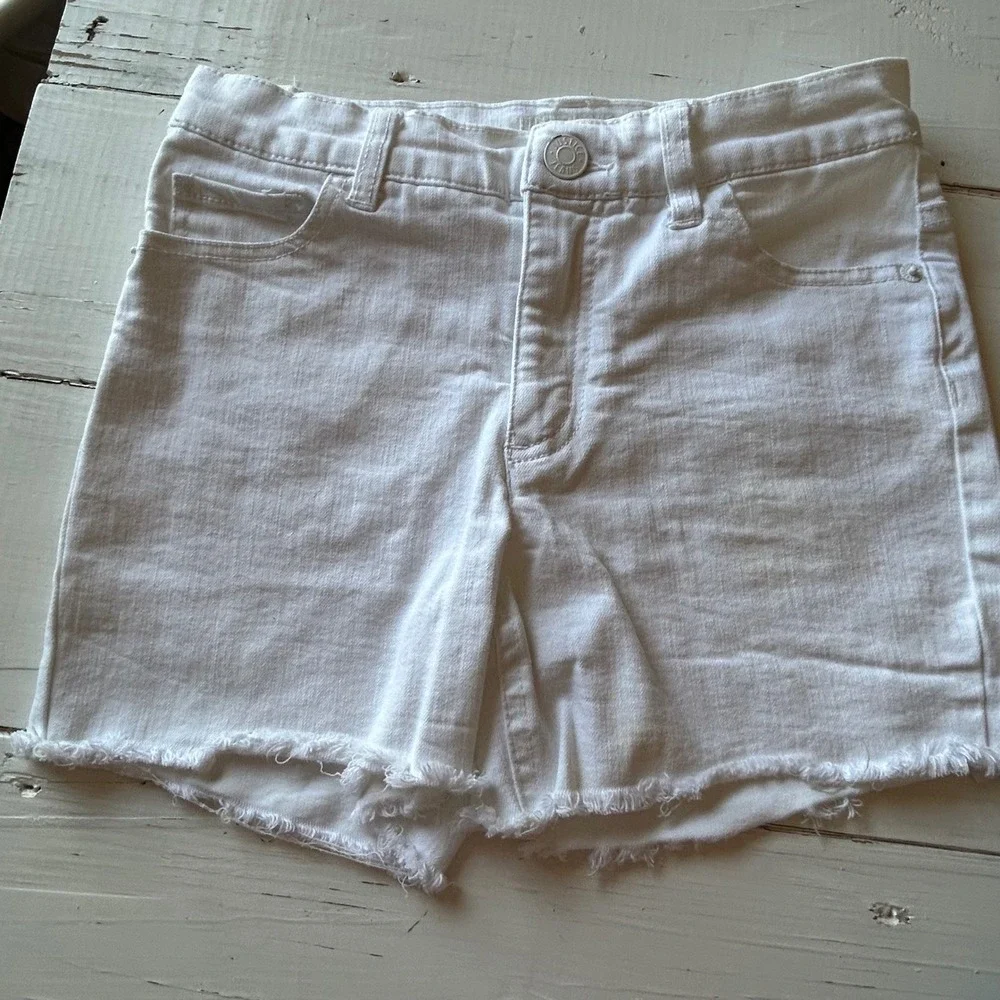 Justice Girls Denim Shorts Bundle Size 12 Lot of 4 White Blue Sequin Pocket Hem