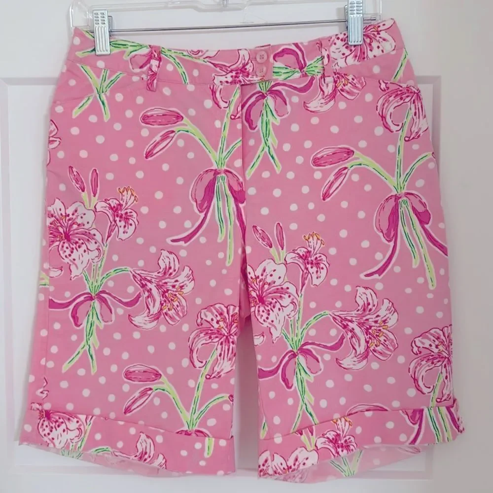Lilly Pulitzer VINTAGE White Label Bermuda Shorts. Pink Stargazer Lilly NWT
