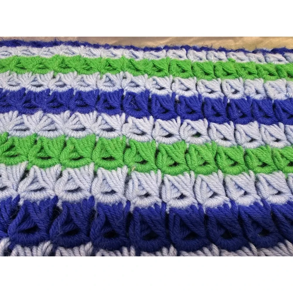Vintage Large Colorful Crochet Afghan Blanket Throw 79x41 Grannycore