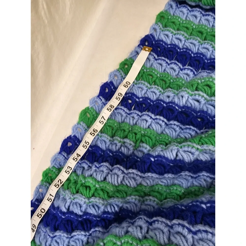 Vintage Large Colorful Crochet Afghan Blanket Throw 79x41 Grannycore
