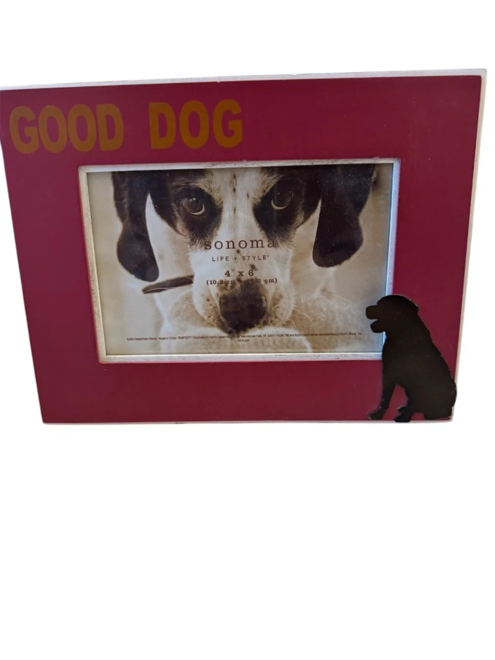 Sonoma Life & Style Dog Picture Frame red metallic design with 