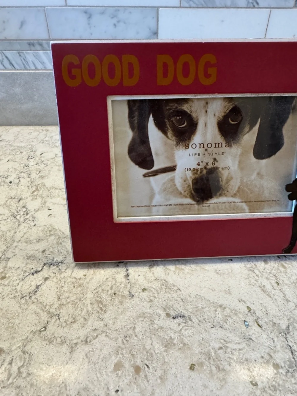 Sonoma Life & Style Dog Picture Frame red metallic design with 