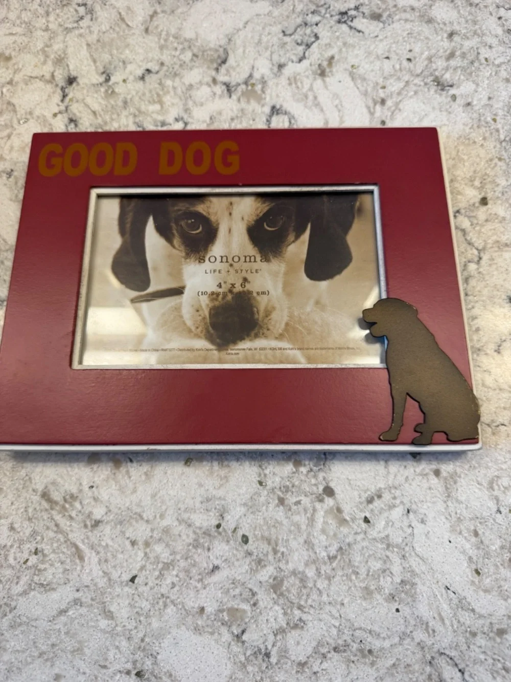 Sonoma Life & Style Dog Picture Frame red metallic design with 