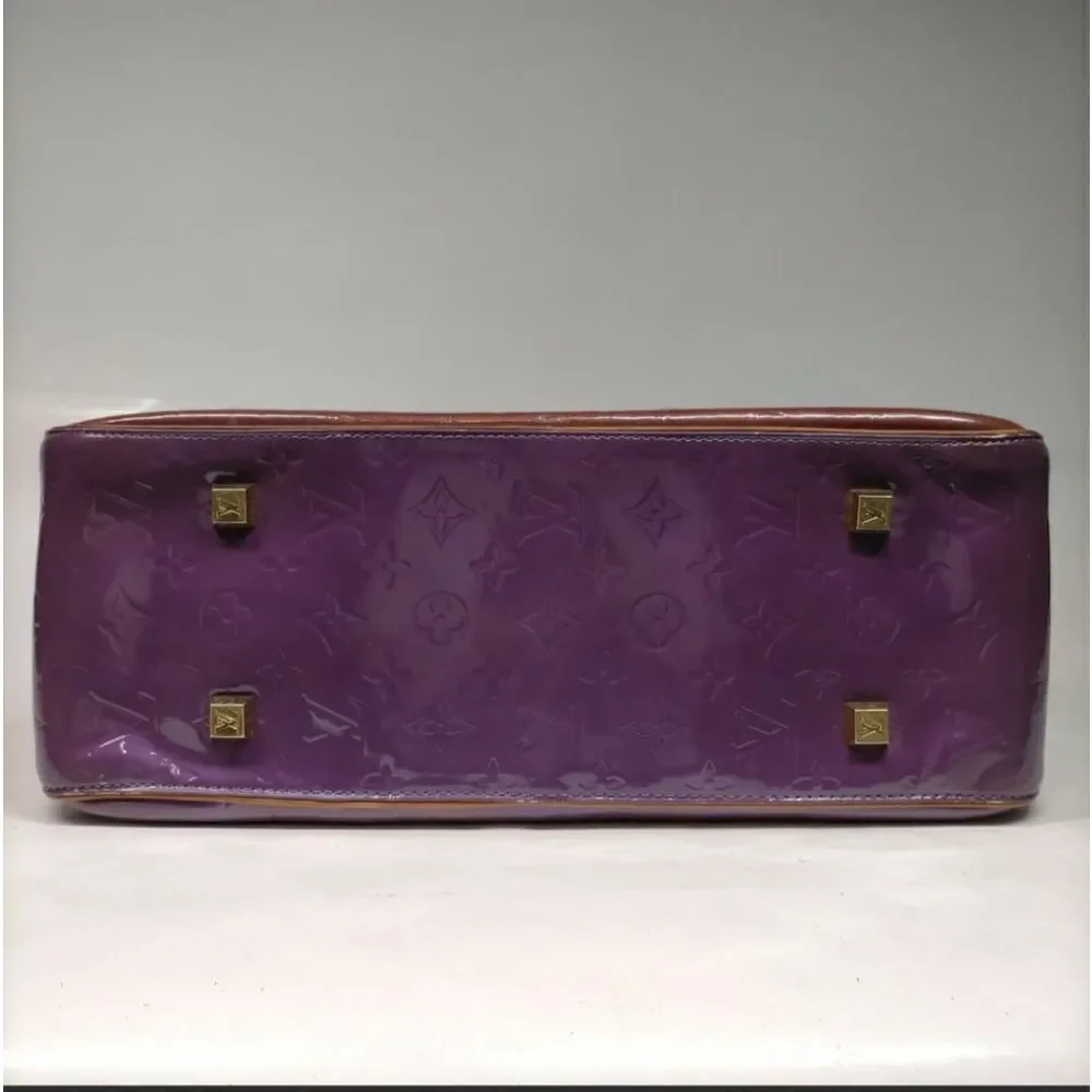 Authentic Louis Vuitton LV Hand Bag M91081 Sutton Purple/Bronze Vernis 2104323.