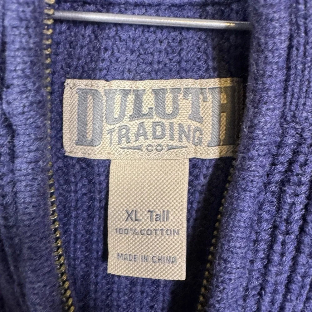 Duluth Trading Burly Retirement Sweater Men XLT Waffle Knit 1/4 Zip Ribbed 71318