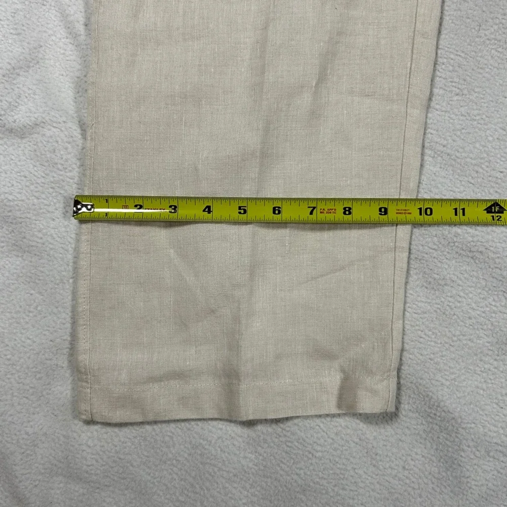 Linen Drawstring Straight Leg Pants 40x32 Tasso Elba Islands Beige Light