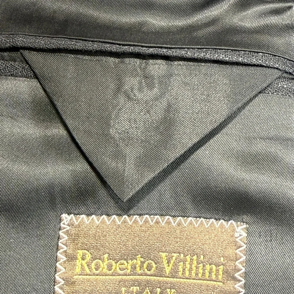 Roberto Villini Double Breasted Blazer Men 44R Black Pinstripe Cecchi Paolo Wool