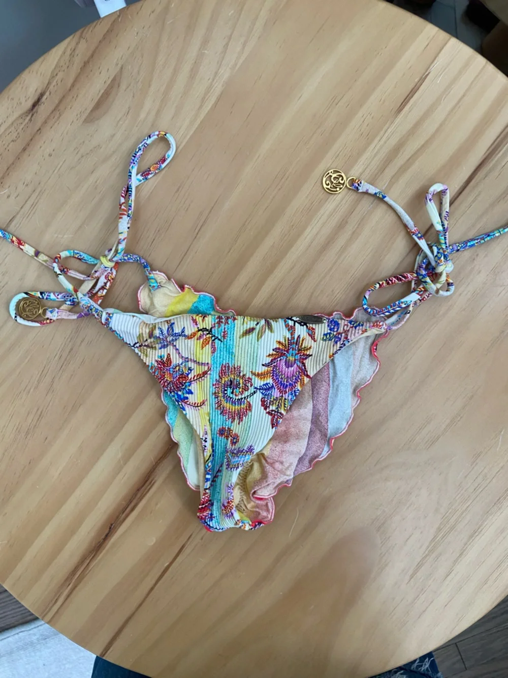 Luli Fama Multicolor Floral Ruffle Triangle Bikini