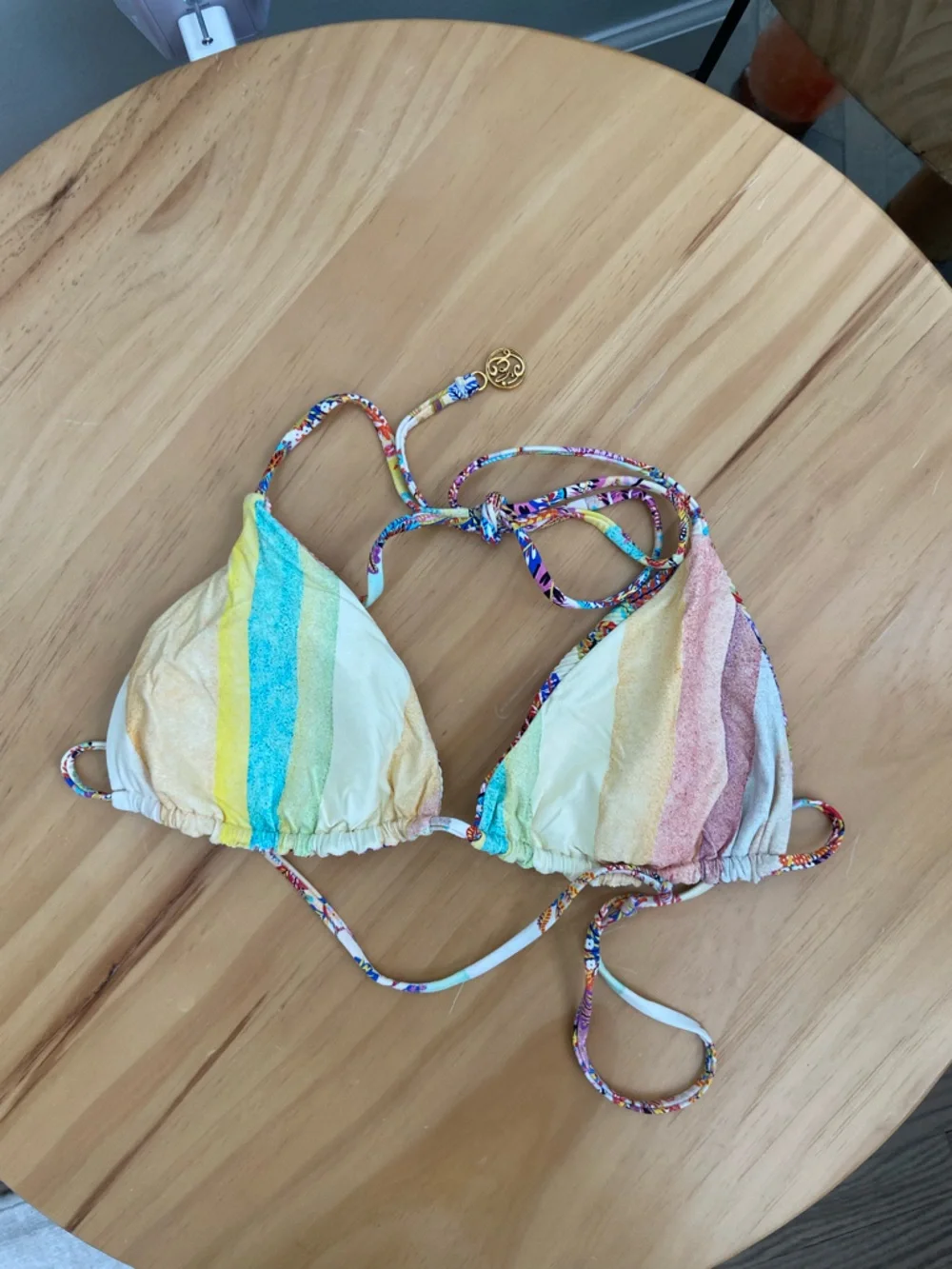 Luli Fama Multicolor Floral Ruffle Triangle Bikini