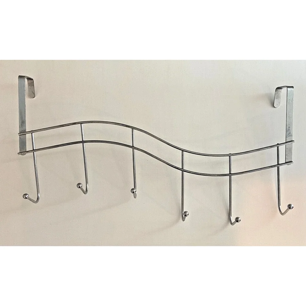 Over The Door 6-Hook Metal Towel and Coat Hanger, Set of 4, 18