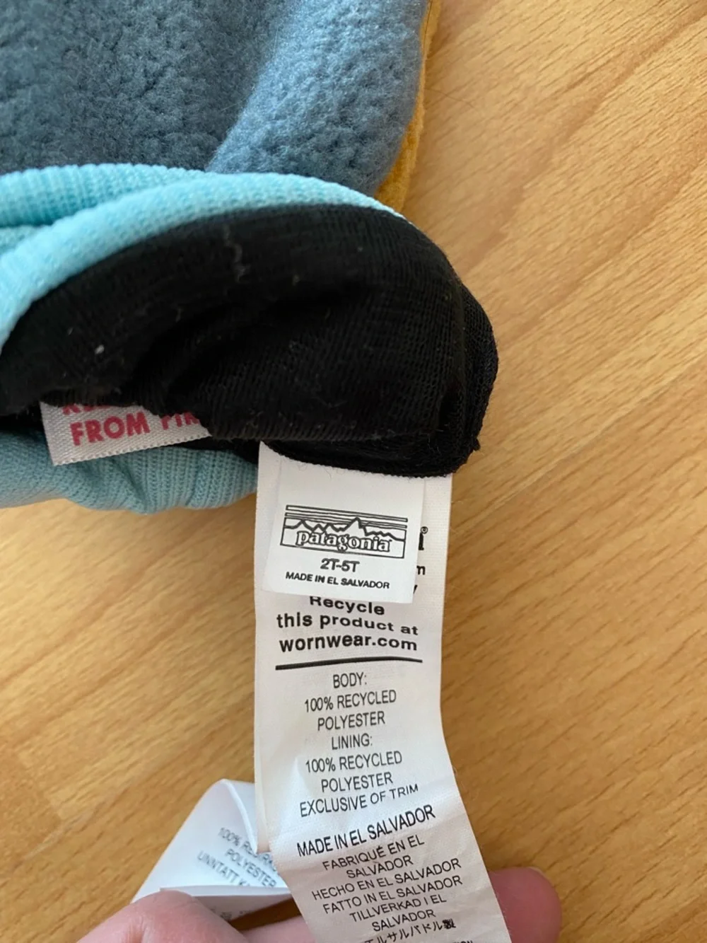 Patagonia Kids Blue Fleece Mittens 2T-5T