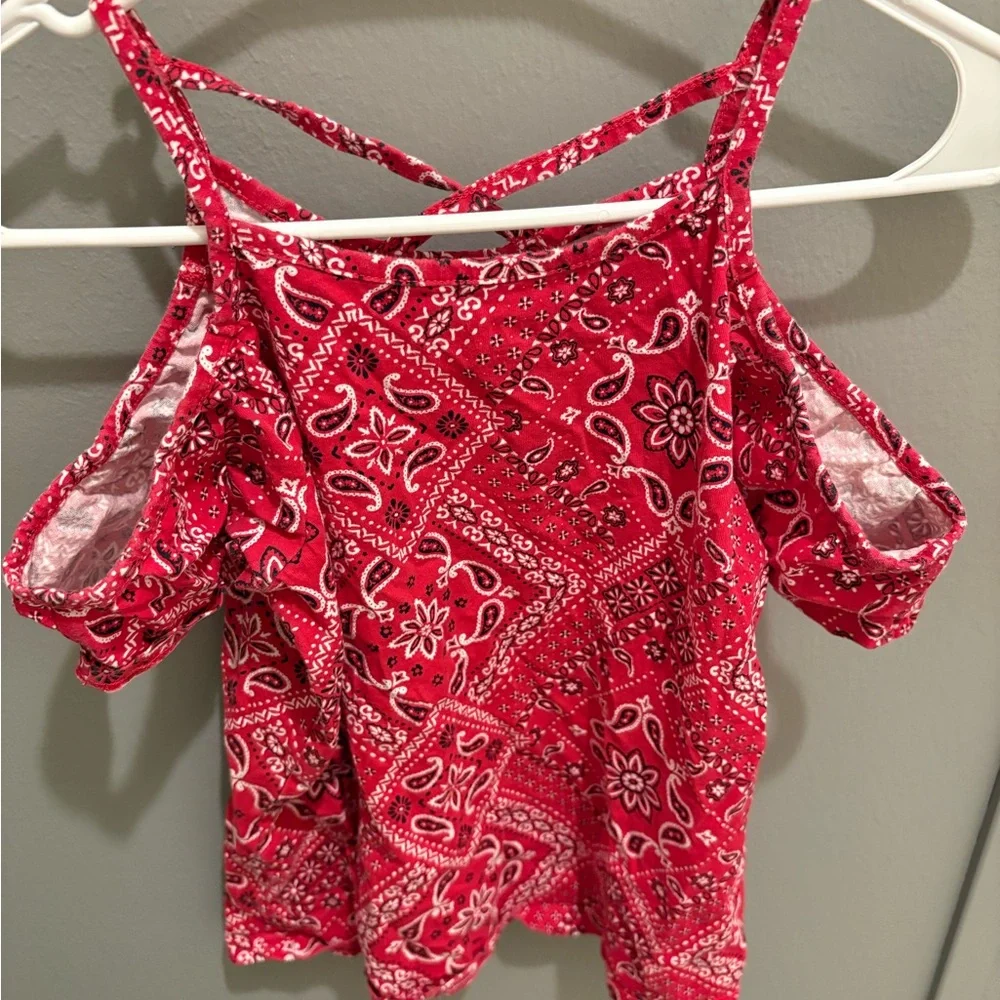 The Children's Place Red Bandana Cold Shoulder Top
