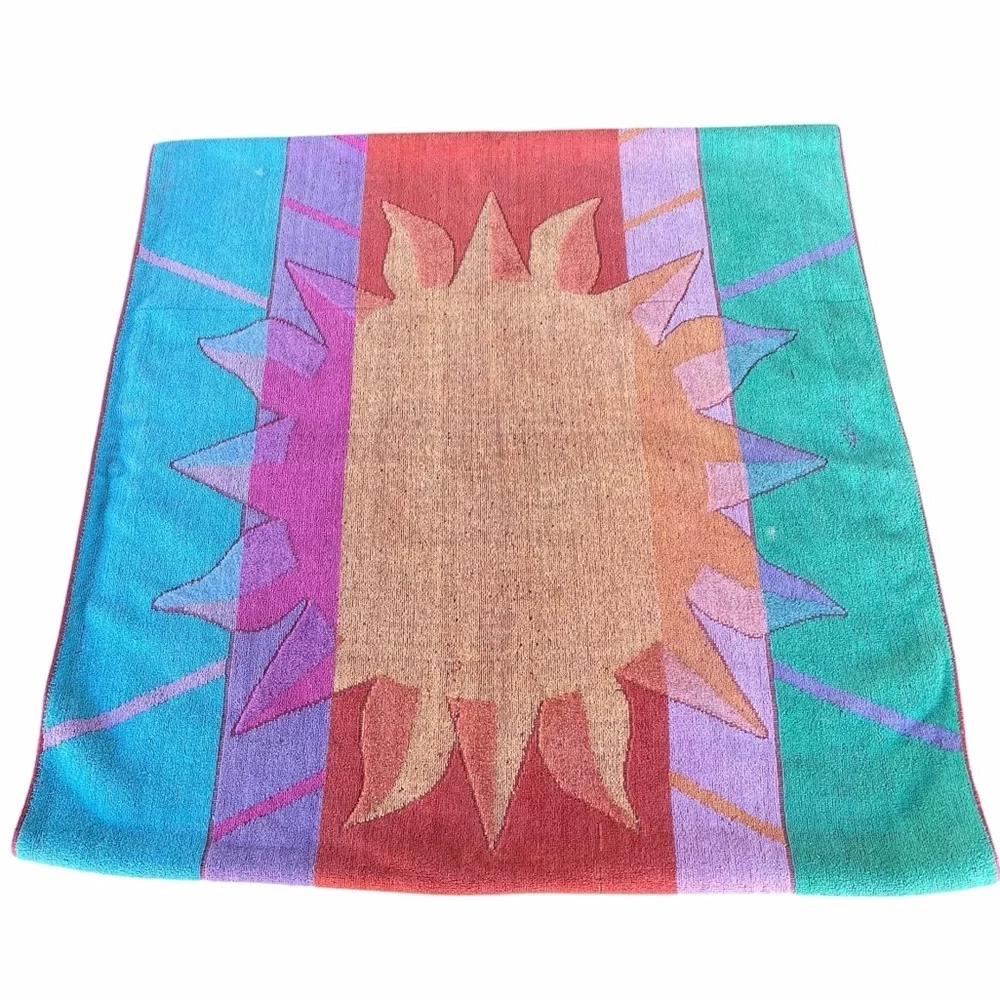 VTG Royal Terry Blazing Sun Rainbow Stripe Beach Towel 100% Cotton 26x56 Thin