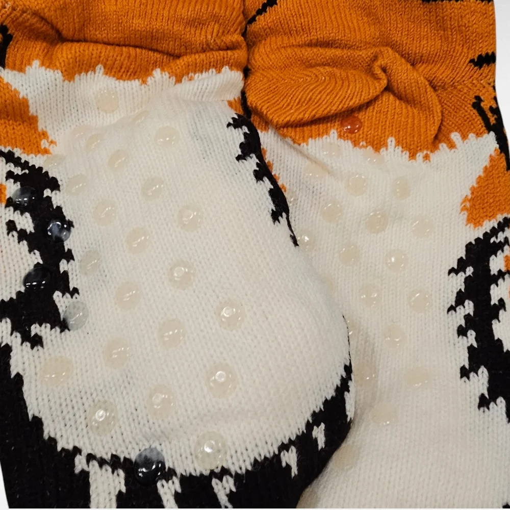 Tiger Sherpa Lined Slipper Socks Non Skid One Size