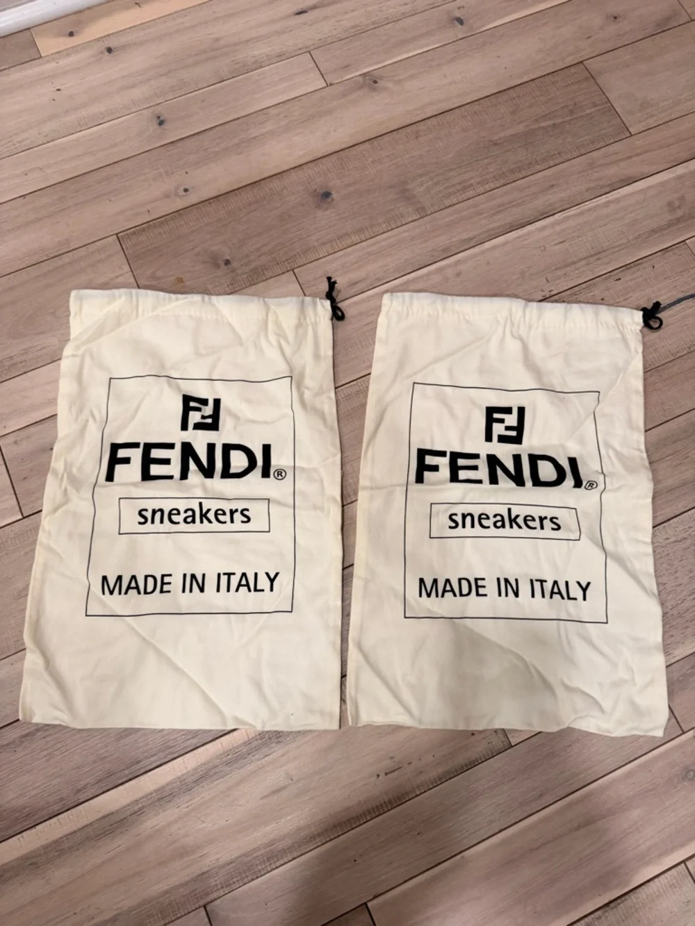 Fendi Cream and Black Sneakers Dust Bags (Pair)