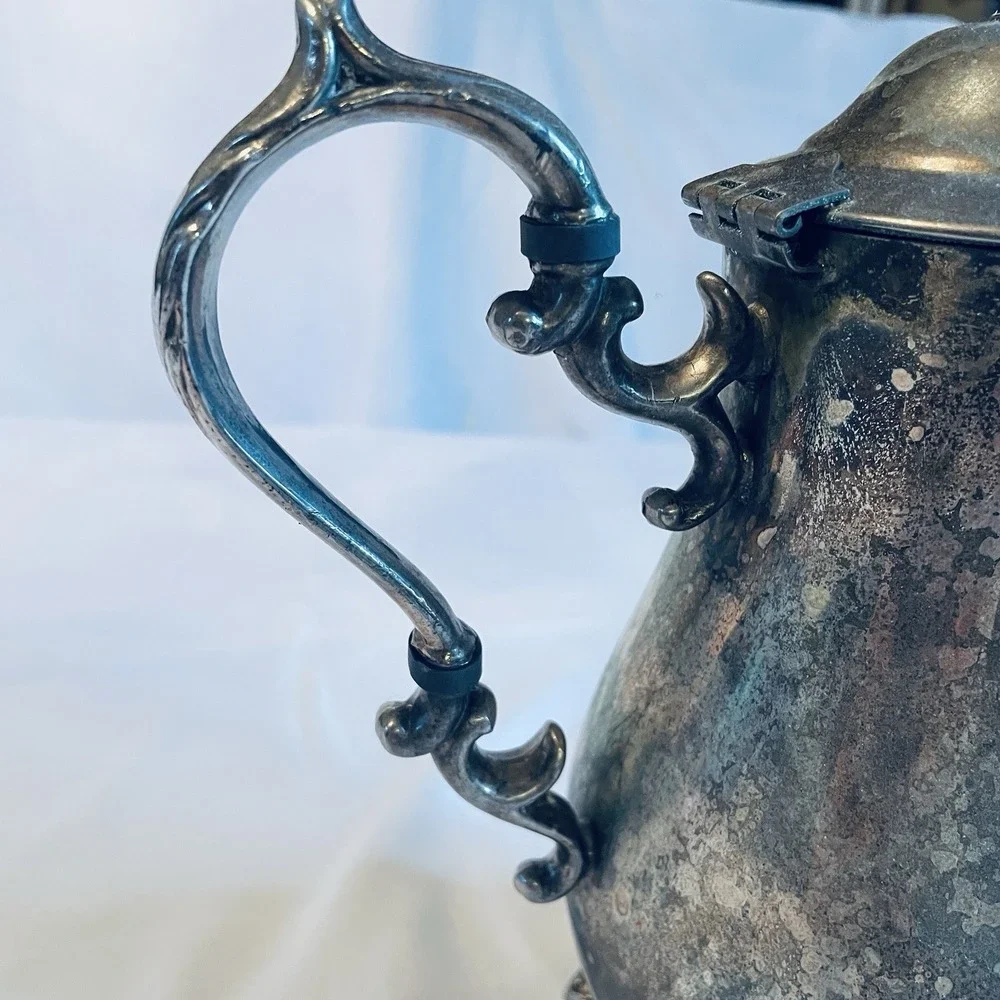 English Silver Mfg Corp Coffee Pot Vintage Silver Plate Ornate Victorian Footed