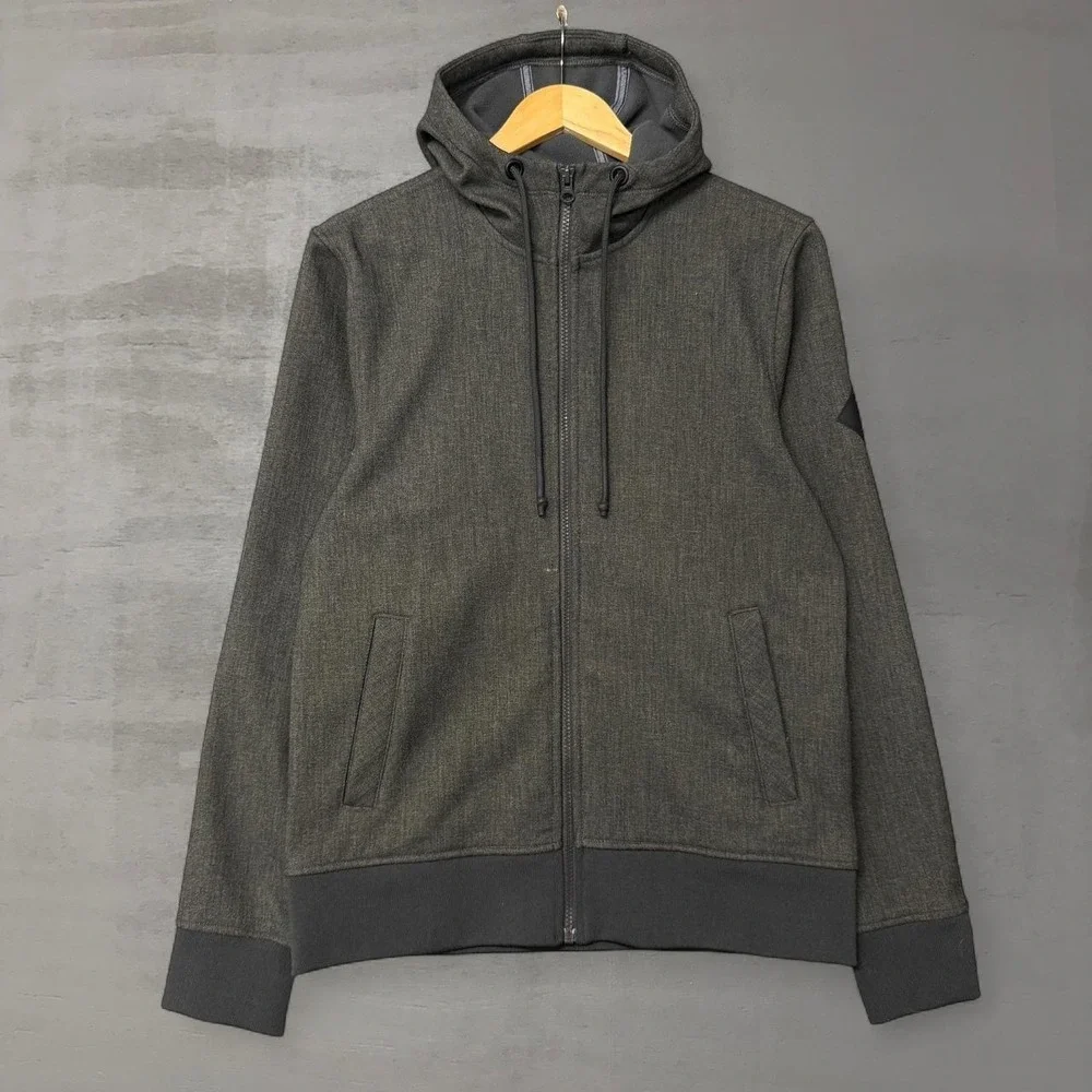 The North Face Full Zip Hoodie Grey Heather Fleece Lined Jacket Small Mens