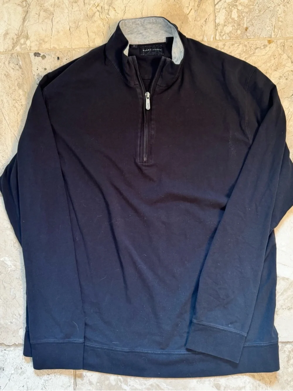Bobby jones Pima cotton zip black blue golf pullover sweater lot Sz L