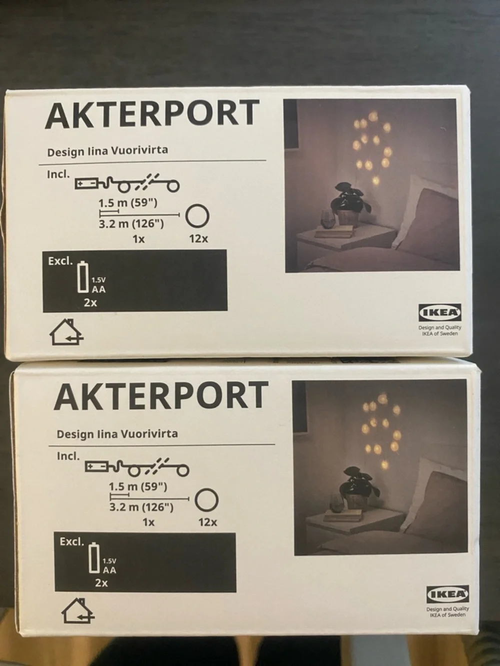 IKEA AKTERPORT LED String Lights - Warm Yellow Glow