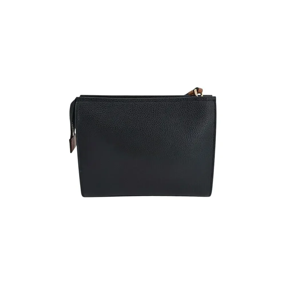 MARC JACOBS The Grind Leather Cosmetic Pouch in Smoked Almond Multi