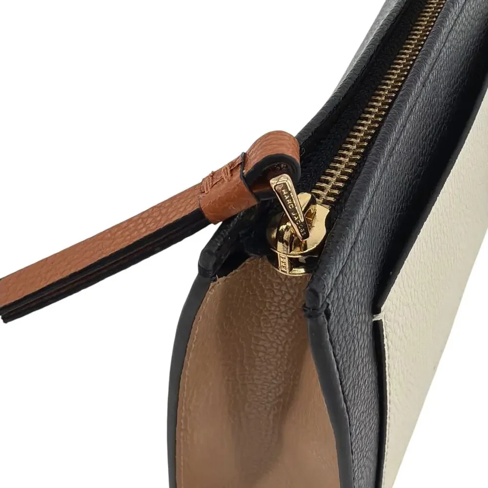 MARC JACOBS The Grind Leather Cosmetic Pouch in Smoked Almond Multi
