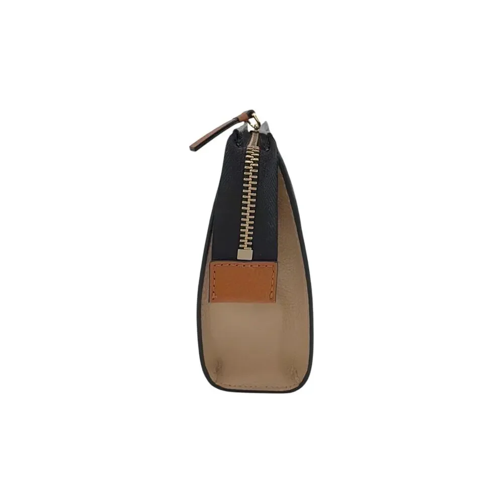 MARC JACOBS The Grind Leather Cosmetic Pouch in Smoked Almond Multi
