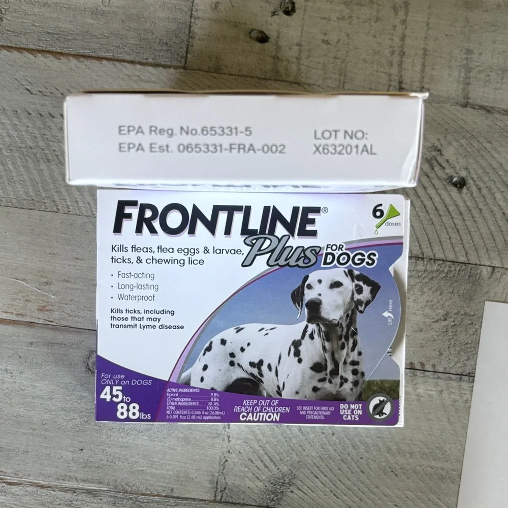2 boxes of Frontline Plus Flea & Tick Control For Dogs 45-88 lbs. 6 Doses New