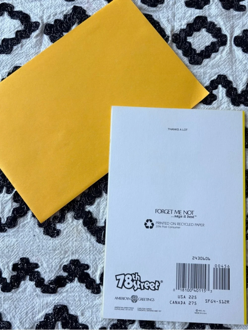 American Greetings humor Thanks for the Hospitality Greeting Card with envelope