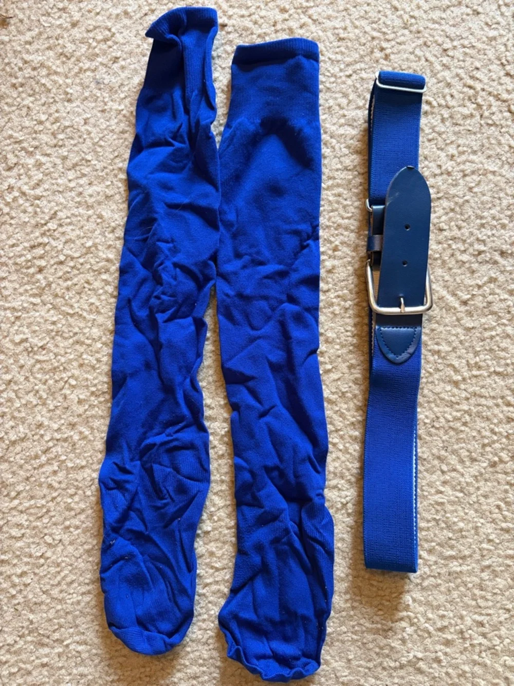 Kids Blue Elastic Baseball Uniform Belt with Matching Blue Socks