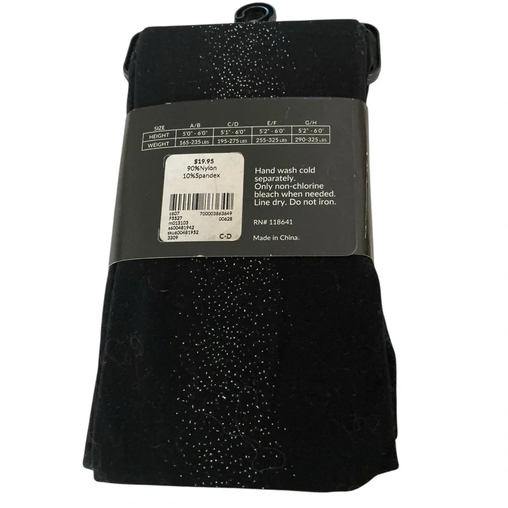 Lane Bryant Black Nylon-Spandex smoothing Tights black with sparkling Sz C/D