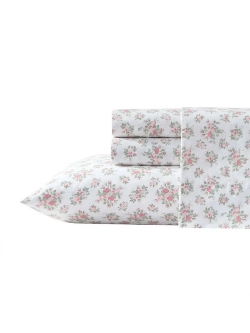 Laura Ashley Leanna Rose ~ Twin Sheet Set ~ Pink Floral ~ 100% Cotton