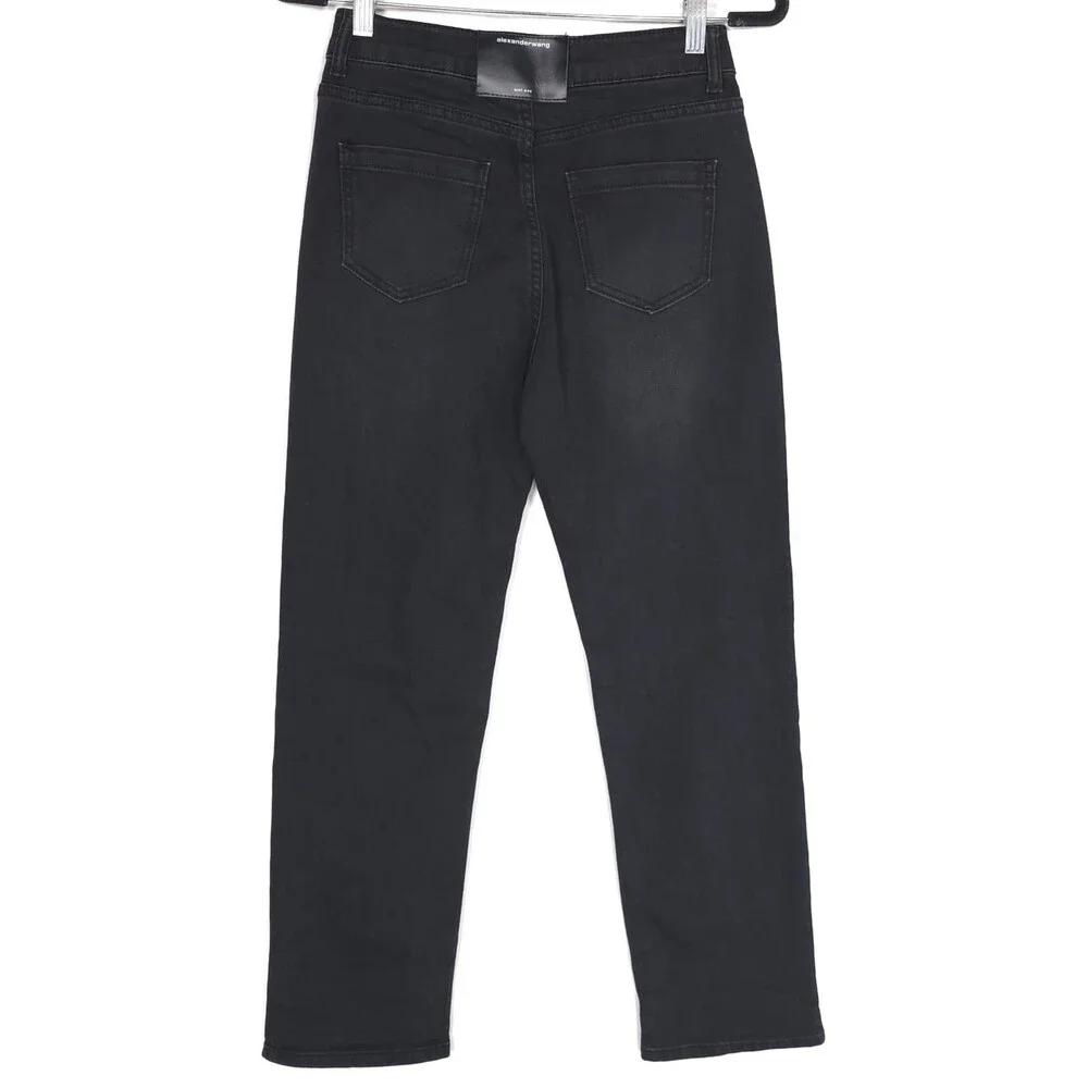 ALEXANDER WANG Jeans Bite High Rise Black Straight Leg Cotton USA Made Size 27