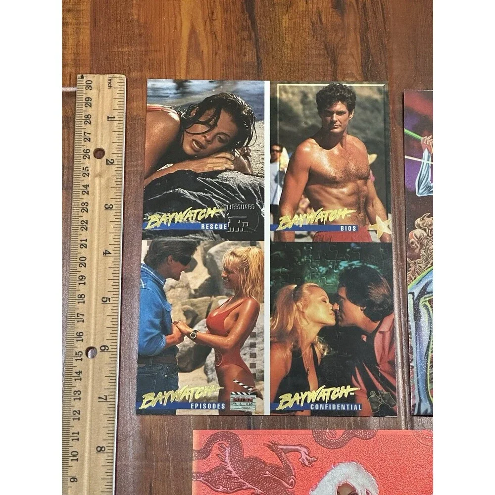 Lot of (5) 1990’s Oversized Promo Trading Cards - Baywatch, Waterworld, Batman +