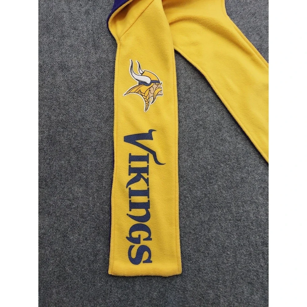 Vintage Pro Fan ity Minnesota Vikings Reversible Hood Scarf Fleece Purple Yellow