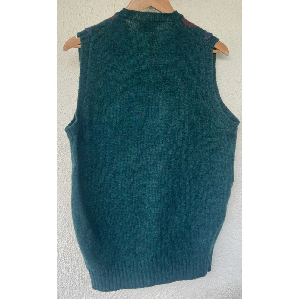 VTG Alan Paine Sweater Vest Diamond Argyle England V Neck Shetland Wool Grandpa