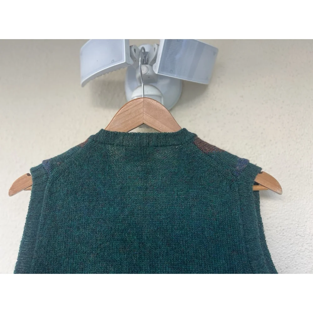 VTG Alan Paine Sweater Vest Diamond Argyle England V Neck Shetland Wool Grandpa