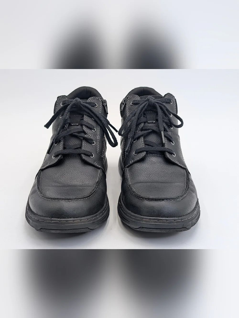 Clarks front boots polished